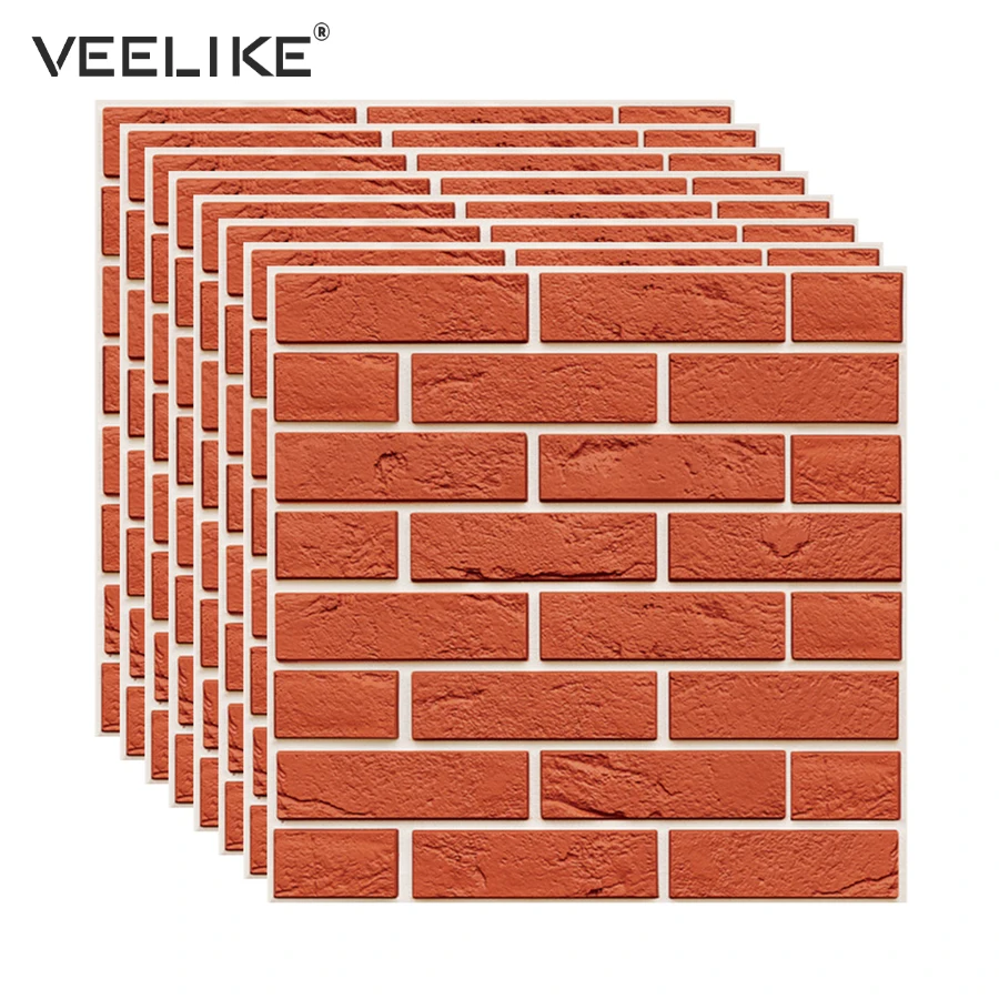 

30*30cm Waterproof 3D Red Brick Wall Stickers Modern Vintage Brick Stone Pattern Self Adhesive Wallpaper Kids Room Home Decor