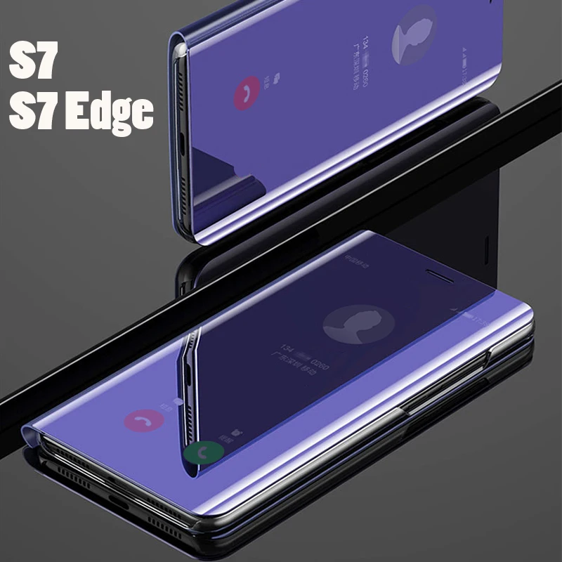 

Flip Smart Mirror Phone Cover,case,For Samsung galaxy S7 Edge S 7 S7edge Hard Leather Clear View Standing Rose Gold Back Cases