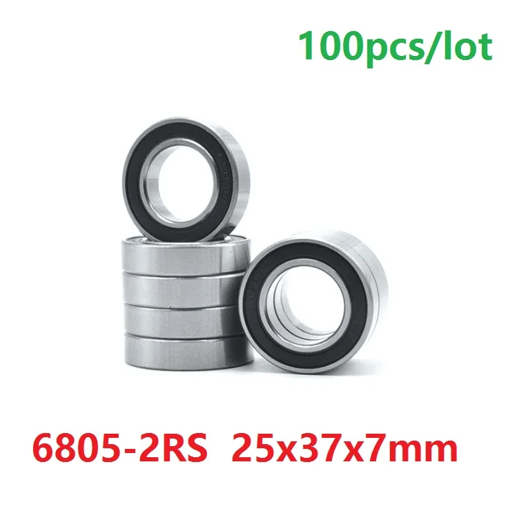 Шарикоподшипник 100 шт./лот 6805-2RS 6805RS 6805 2RS RS 25*37*7 мм радиальный шарикоподшипник 25x37x7