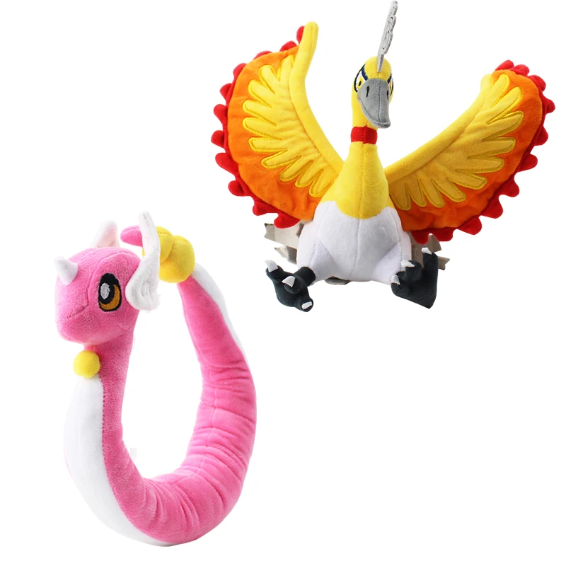 Игрушка плюшевая розовая в стиле аниме Ho Oh Феникс дракон 7 го поколения набивные