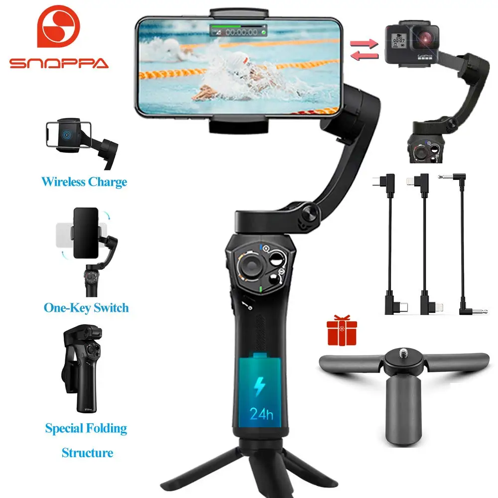 

Snoppa Atom 3-Axis Foldable Pocket Sized Handheld Gimbal Stabilizer 310g Payload for GoPro /Smartphone & Wireless Charging