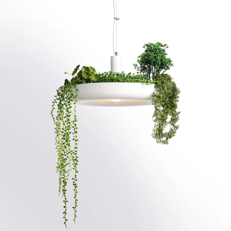 

Nordic Countryside Garden Restaurant Kitchen LED Plant Pendant Lamp Simple Office Potted Hanging Light Fixture DIY Luminaire