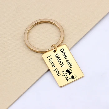 

Drive Safe Daddy I Love You Engraved Car Red Wine Keychain Car Key Tag For Best Father Drive Safe keyring Key Holder Gifts