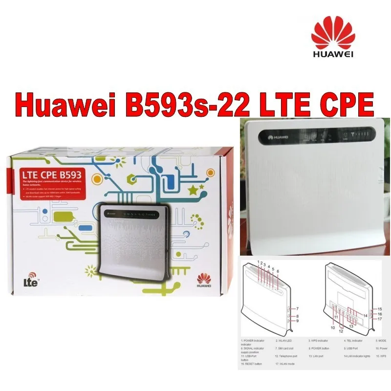 Много 20opcs huawei B593s-22 4 г LTE CPE Беспроводной и WLAN маршрутизатор+ пара антенны