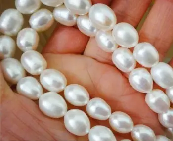 

ELEGANT 9-10MM AKOYA WHITE PEARL NECKLACE 32" 14k YELLOW GOLD CLASP