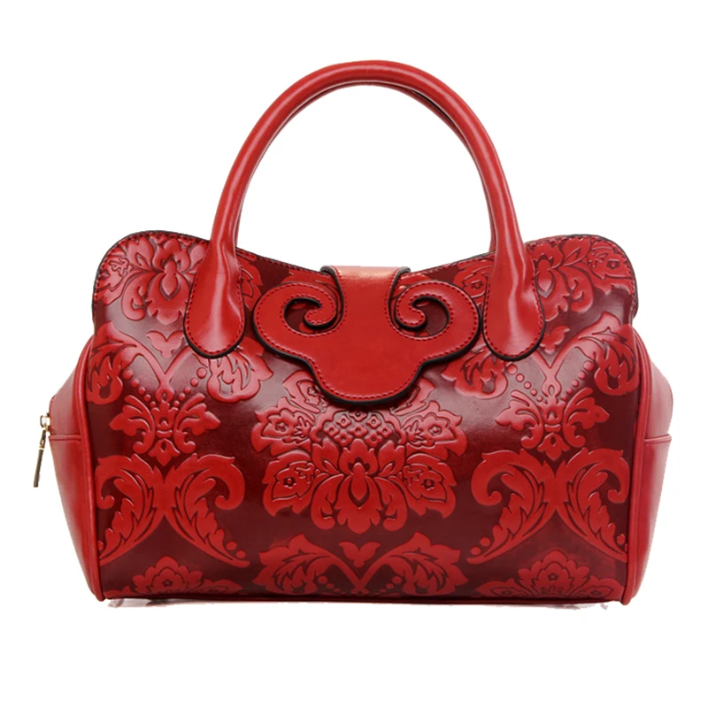 

Vintage Embossed Women Handbag PU Leather Chinese Style totes bag handbag Shoulder Bag Quality Leather female crossbody bags