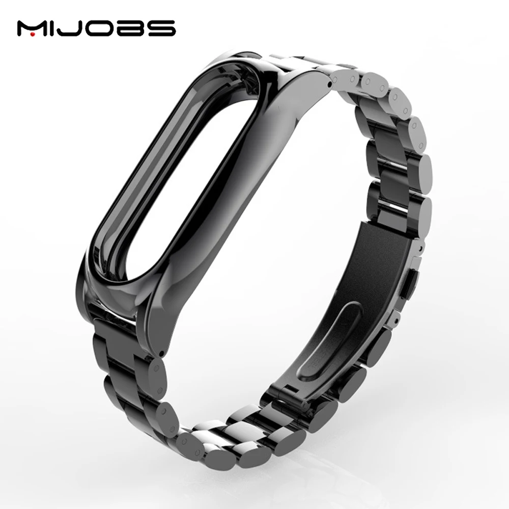 Mijobs Metal Strap Plus No Screw Design Stainless Steel Metal Strap For Xiaomi Mi Band 2