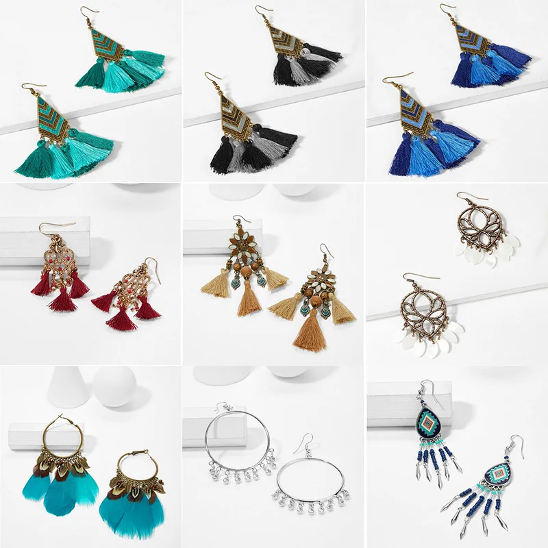 

Bohemian Tassel Pendant Earrings Personality Fashion Feather Shell Earrings Women Simple Simple Wildy Jewelry Accessories Gift