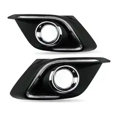 Transformar a Luz do Sinal e escurecimento estilo Revezamento 12 v LED car luzes diurnas DRL com luz de nevoeiro buraco para Mazda 3 axela 2014 2015 2016