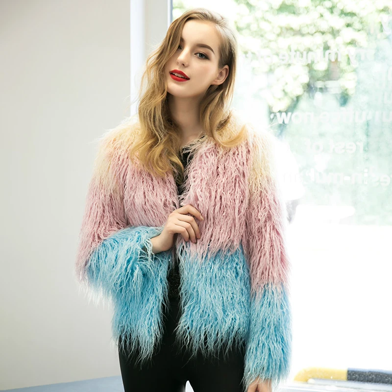 

Women Autumn Winter Short Faux Fur Coat Long Sleeve O-Neck Assorted Color Ladies Casual Thick Warm Jackets Size S-3XL