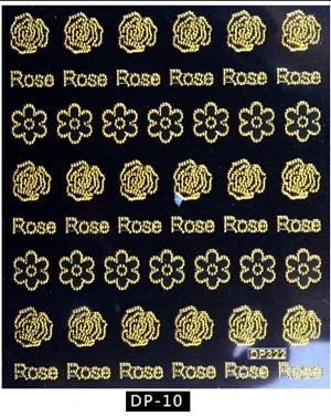 Artlalic 1 лист Винтажный Золотой Металл Фольга наклейка DIY розы цветы Бабочка буквы дизайнерские наклейки для ногтей украшения DP01-16 - Цвет: DP10