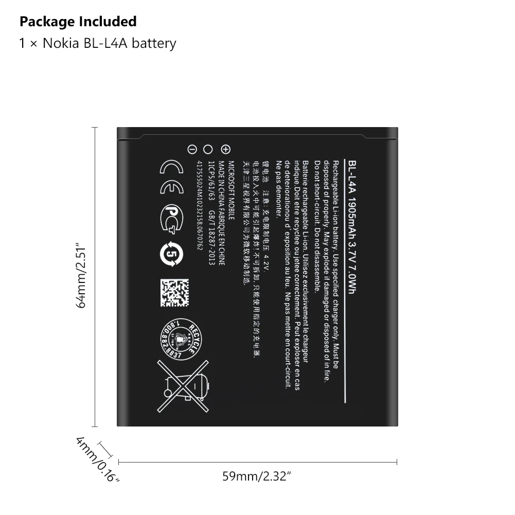 3 7 V BL L4A BLL4A 1905mAh литиевая батарея для замены телефона Nokia Lumia 830 RM 984 535 1090
