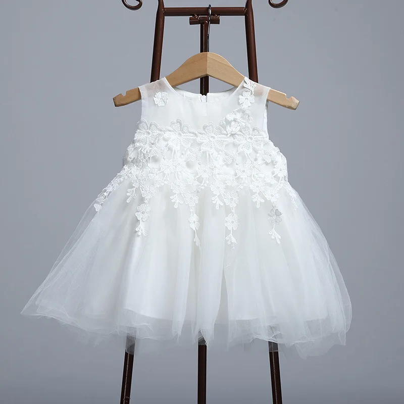 Princess Baby Girl Dress Toddler Cute Flower First Birthday Newborn Party Wedding Dresses Hat Sets Solid Infant Christening Gown (9)