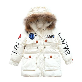 

2019 girls winter jacket children clothing kids clothes thick cotton girls clothes winter coat fur collar parka 3 colros 4-14Y