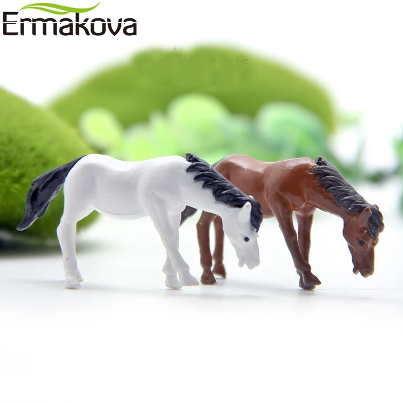 

ERMAKOVA Plastic Horse Miniature Farm Animals Horse Model Toy Gift for Children Fairy Garden Landscape Bonsai Plant Decoration