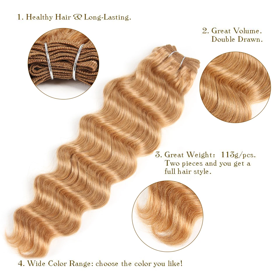 Joedir Pre-Colored Deep Wave Brazilian Hair 100% Human Hair Bundles Remy Weave Ombre Color Pink Blue Purple