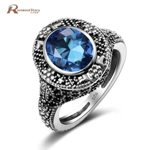 Кольцо Victoria Wieck ручной работы, пасьянс, лунный свет, голубой камень, австрийские кристаллы, серебро 925 пробы, ювелирные изделия для женщин, обручальное кольцо