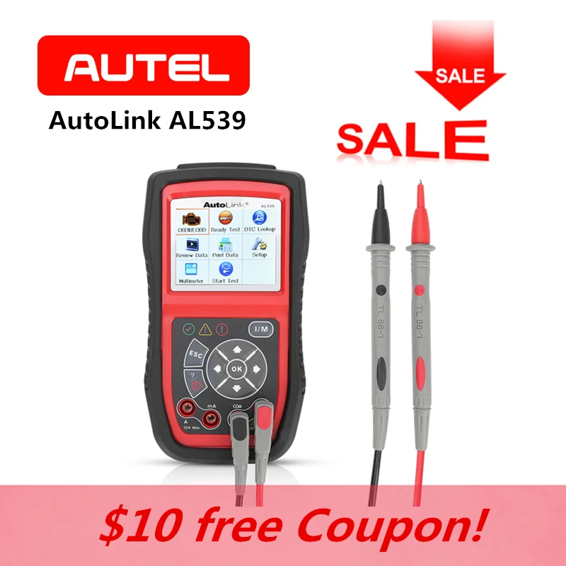 AUTEL AutoLink AL539 Electrical Test Tool AVO Meter Automotive CAN Code Reader OBD2 Scanner Car Diagnostic Tool Free Update