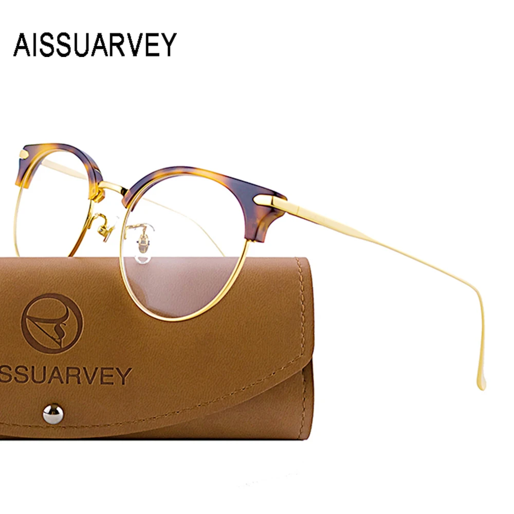 

Titanium Retro Vintage Cat Eye Eyeglasses Frame Optical Round Glasses Prescription Brand Design Eyewear with Transparent Lenses