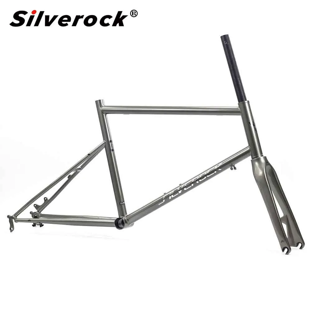 SILVEROCK хромированная рама Карбоновая вилка 451 406 2" 1 1/8" Minivelo рама вилка подходящий диск суппорт тормоза городские велосипеды рама - Цвет: glossy gray