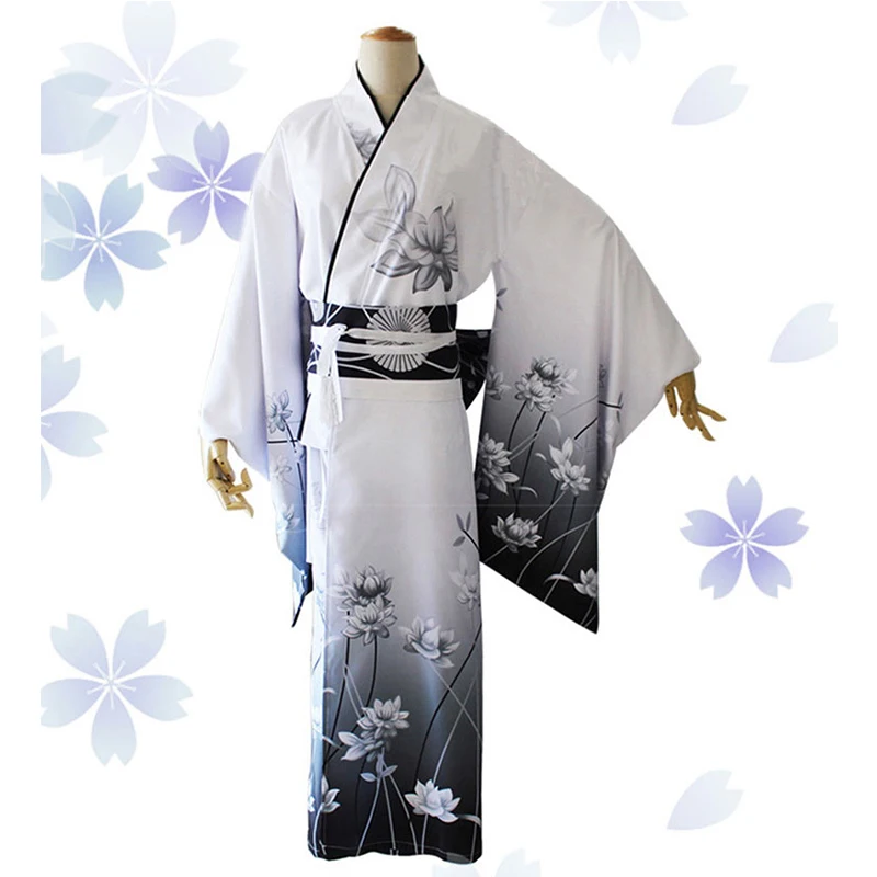 

Vintage Japanese Women Long Robe Traditional Kimono Geisha Yukata With Obi Floral Elegant Lady Evening Dress Cosplay Costume