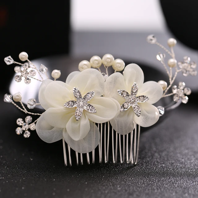 Tuanming Luxury Bridal Wedding Hair Accessories Pearl Comb Tuanming Luxury Bridal Wedding Hair Accessories Pearl Comb Silver Rhinestone Flower Clips Women Jewelry