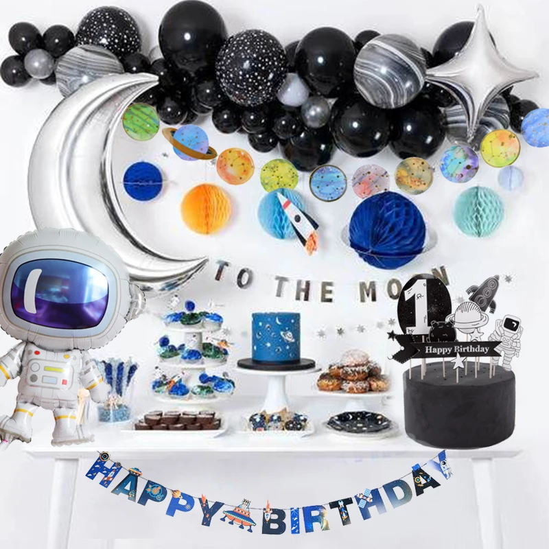 

Cyuan Astronaut Rocket Ship Foil Balloons Outer Space Happy Birthday Party Balloon Galaxy Solar System Theme Party Balls Globos
