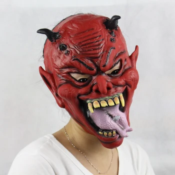 

Latex Adult Party Full Head Cosplay Maske Masquerade Halloween Scary Horror Mask Long Tongue Red Demon Masks Funny Mascaras Prop