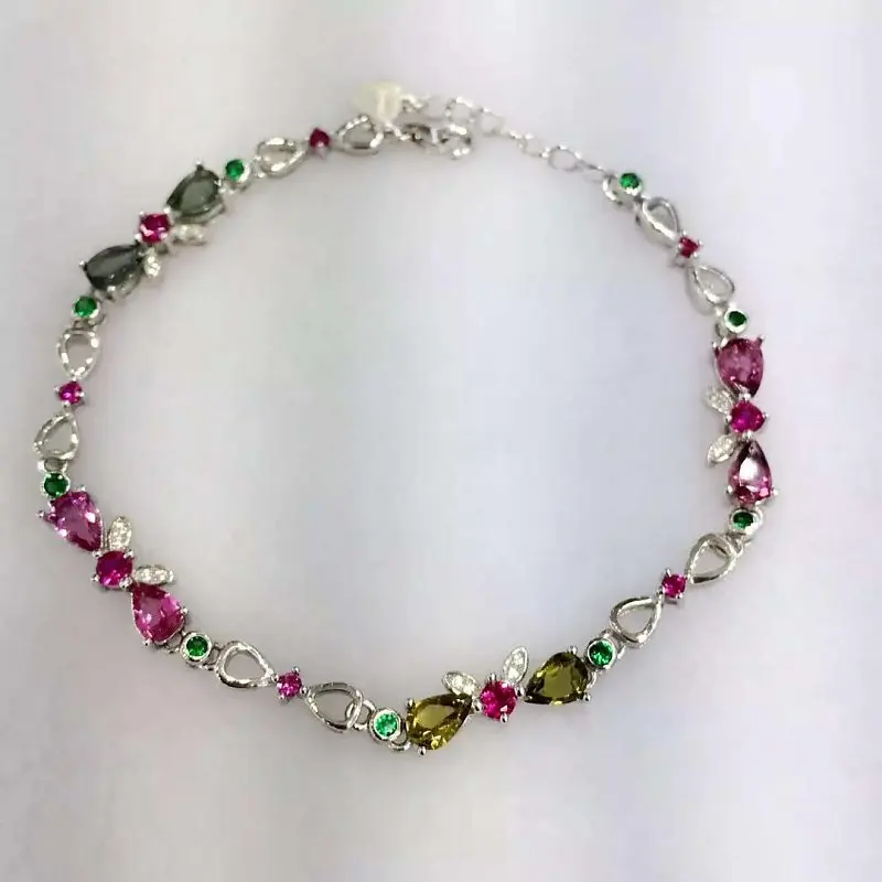 

2017 Sale Qi Xuan_Tourmaline Stone Luxury Bracelets_S925 Solid Silver Fashion Tourmaline Bracelets_Manufacturer Directly Sales