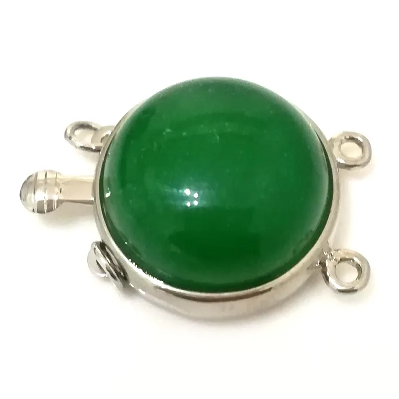 

2 rows 20mm Green Jade Round Clasp for Necklaces