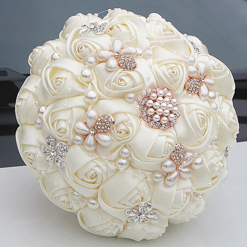 Wedding Bouquet For Bride Satin Rose Throw Bouquet