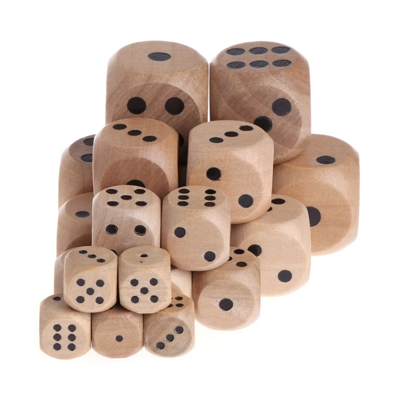 5pcs 6 Sided Wood Dice Mahjong Party Number Or Point Round Coener Kid Toys Game