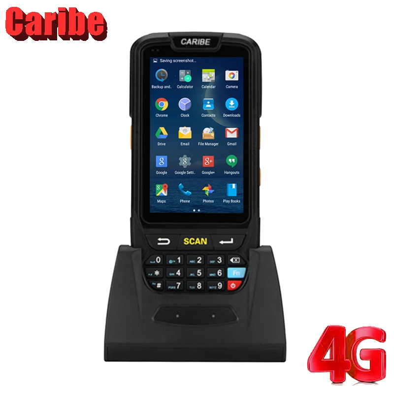 CARIBE Android PDA прочный 4G считыватель штрих-кодов четырехъядерный 2 ГБ+ 16 Гб WiFi RFID gps водонепроницаемый