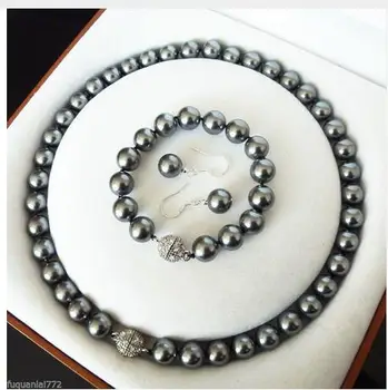 

fashion fine Lovely Wonderful RARE 10MM SOUTH SEA SHELL PEARL NECKLACE BRACELET EARRINGS set women's jewelry 925