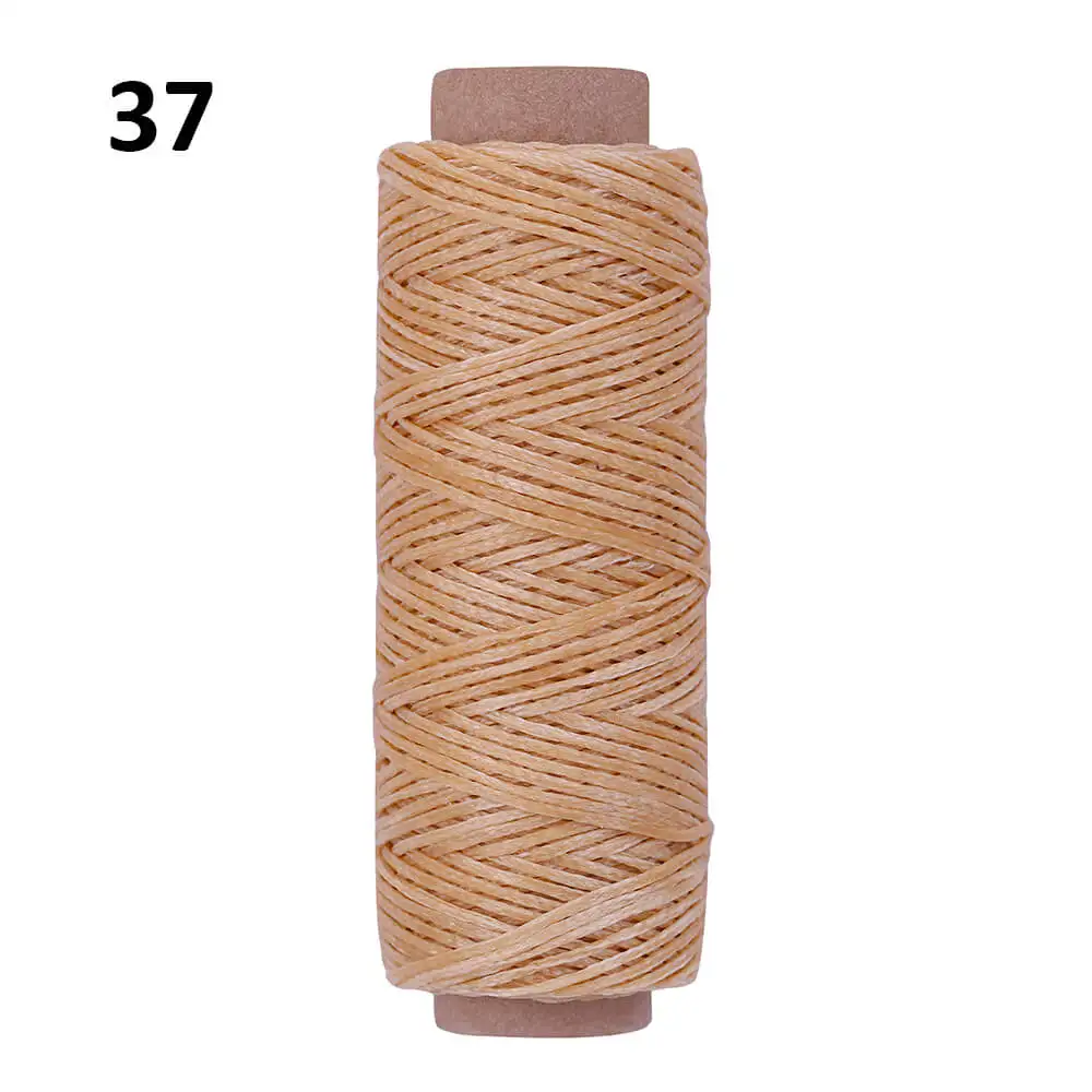 Fashion 0.8mm 150D Waxed Thread Leather Waxed Thread Cord Hand Stitching Thread Flat Waxed Sewing Line DIY Handicraft Tool 50M - Color: 37