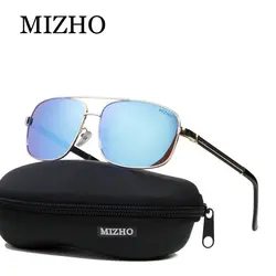 MIZHO брендовые дизайн бизнес зеркало HD визуальной защиты Мужские солнечные очки в ретро-стиле поляризационные, прямоугольной формы
