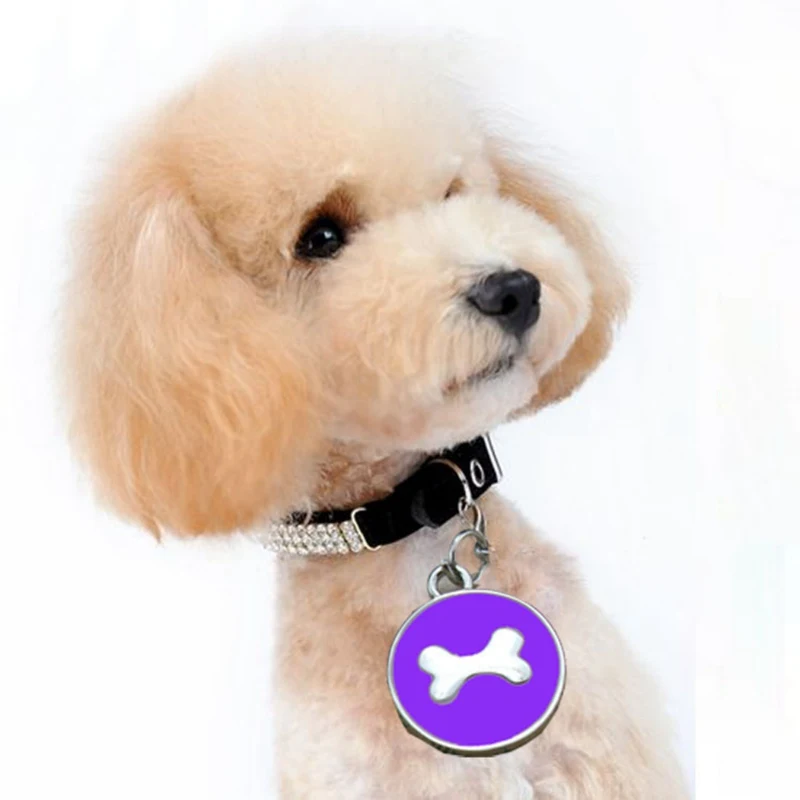 

Pet Dog Collar Hanging Ornament Engraved Information Tag For Name Preventing Losing Design With Lovely Bone Footprint Shape