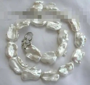 

20mm baroque white keshi reborn freshwater pearl necklace b5