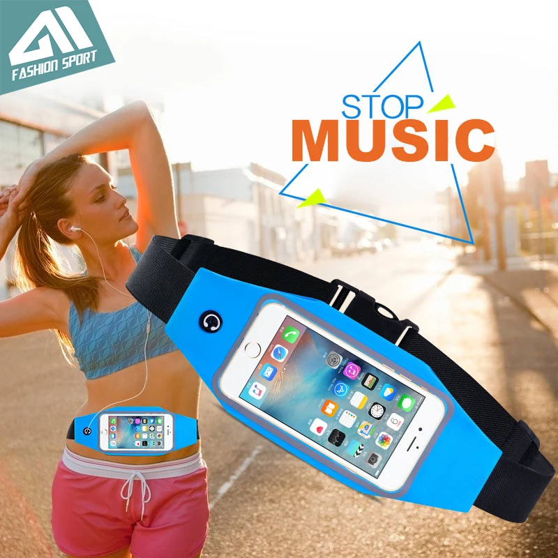 Running Waist Bag Sport Packs For Music With Headset Hole Fits