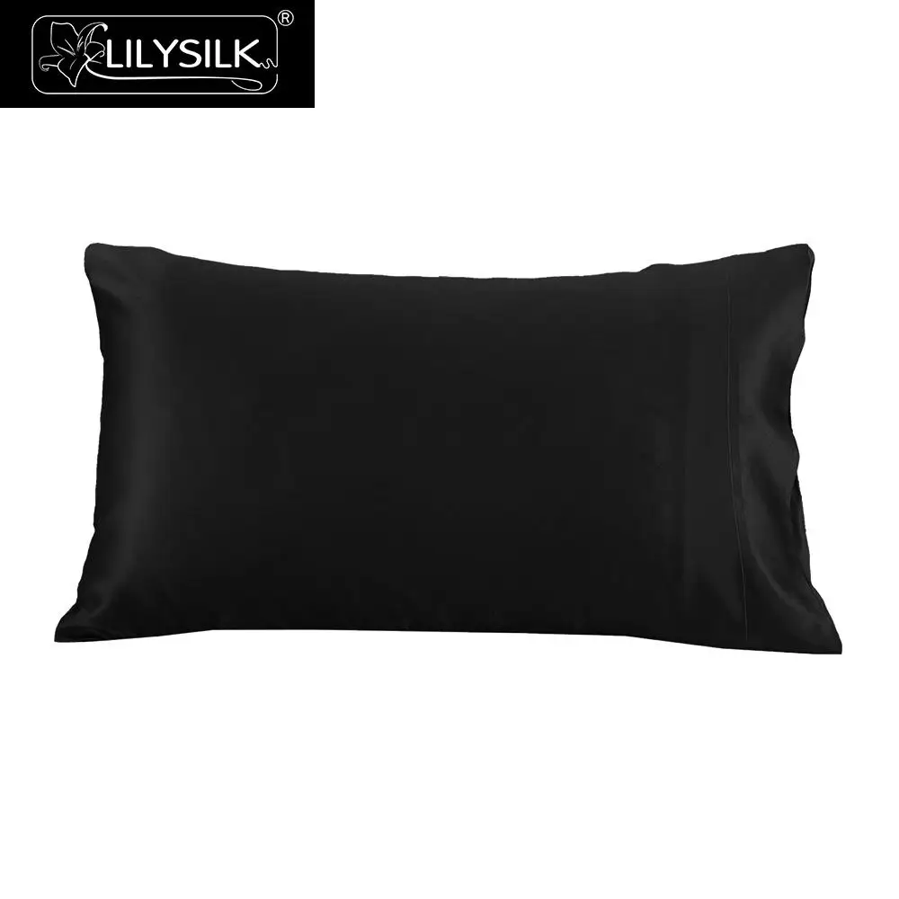 Black Наволочка шелковая 40x60см,50x70см, натуральный шелк Малбери 22 Momme Lilysilk, по России и СНГ - Цвет: Black
