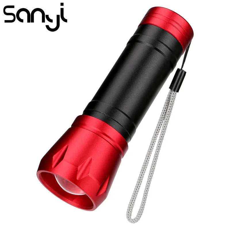 

SANYI LED Flashlight Zoomable Torch Camping Light Power by 3xAAA battery Portable Lantern for Hunting Night Fishing Outdoor