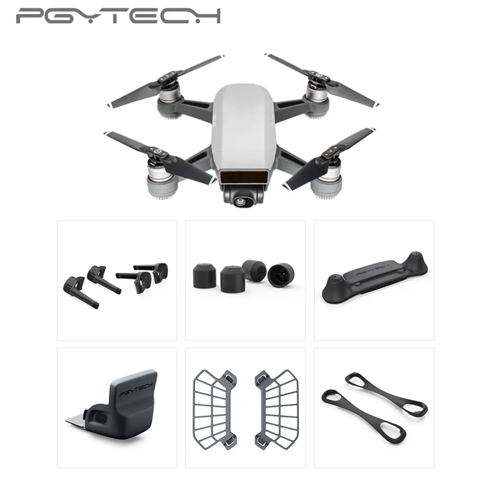 

PGYTECH 6pcs set For DJI Spark Accessories Landing Gear Risers Control Stick Protector Hand Guard Motor Protective Cap...
