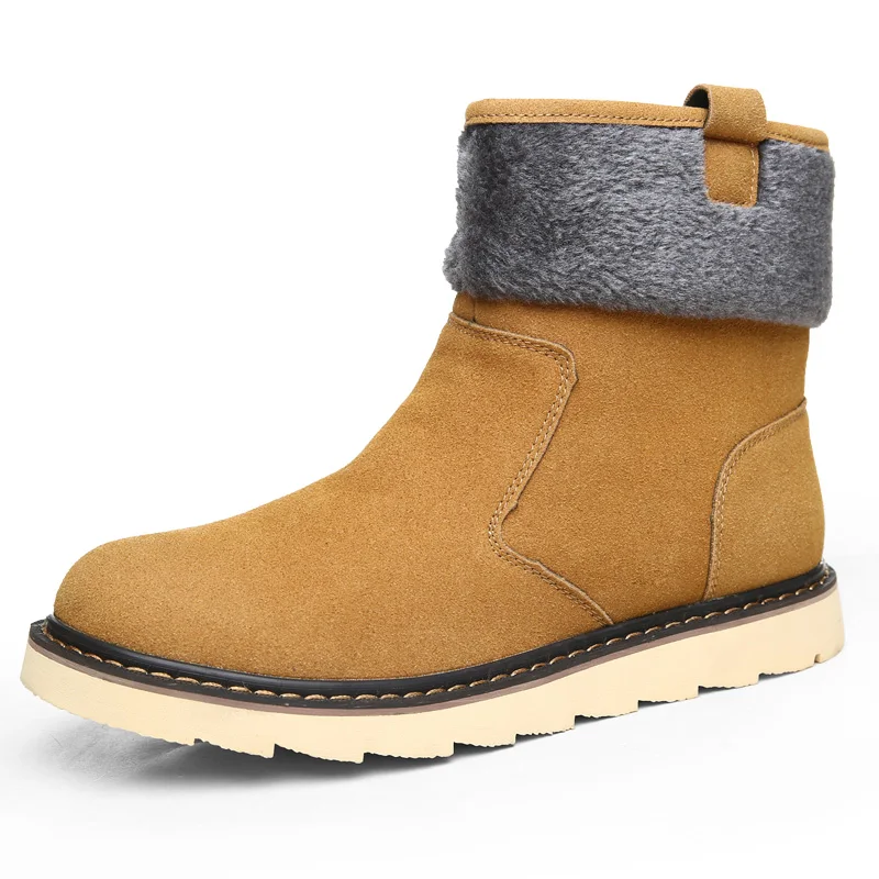 leather quality classic man snow high top shoes plush inner brand model mens winter winter boots