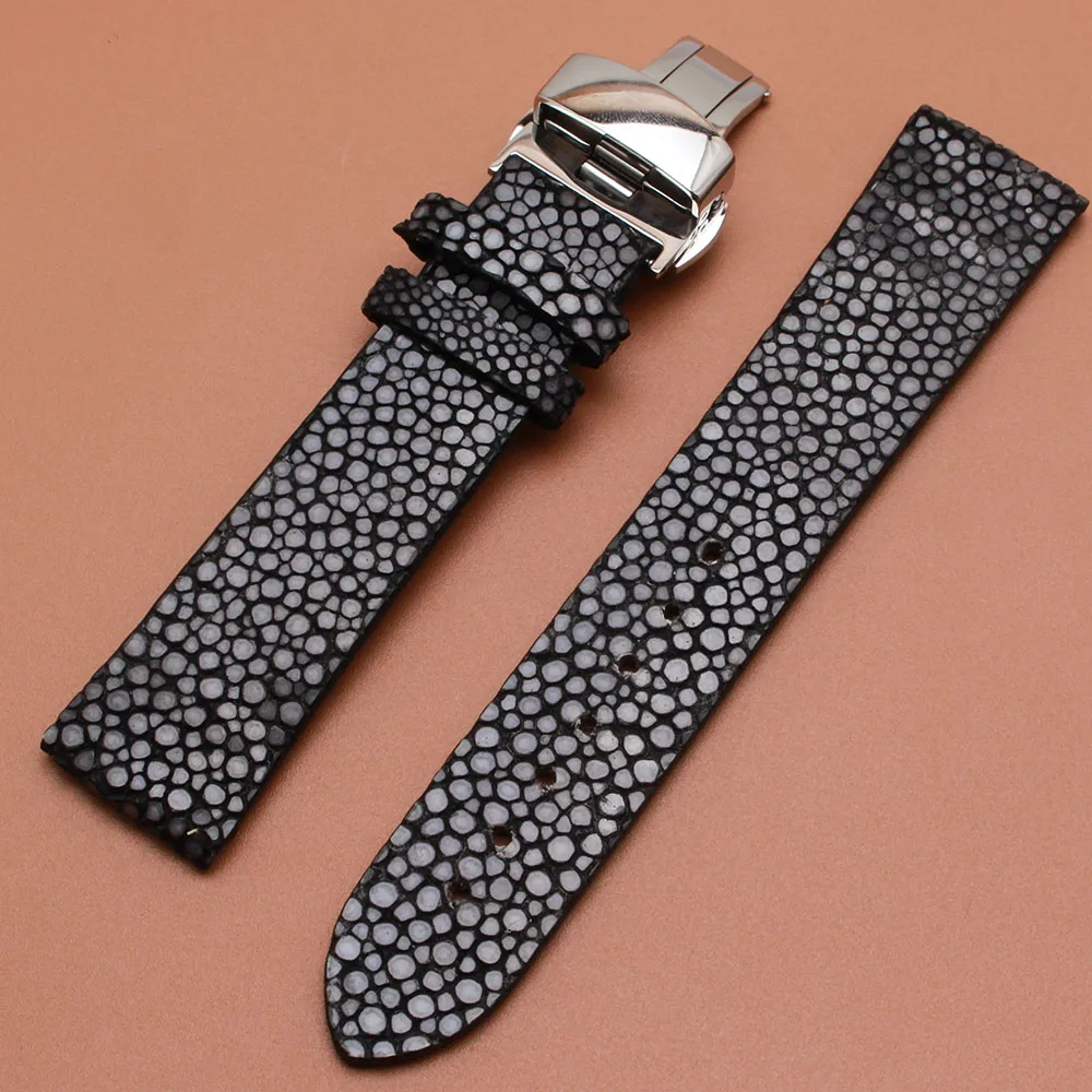 

Promotion Watchband strap 20mm silver deployment metal buckle Fish Skin beautify pattern Watch bracelet for dress hours replace
