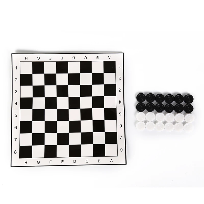 

24PCS/Set Portable Folding Plastic Chess Game Board+ 24pcs Chess International Checkers
