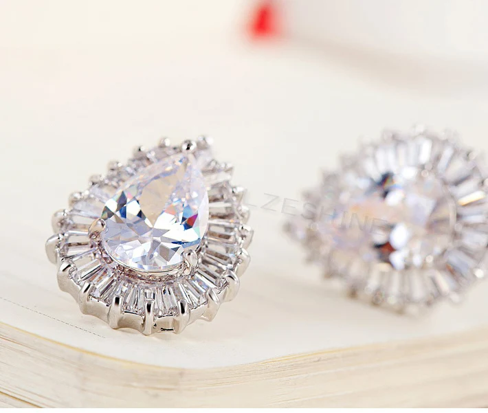 European Style Pear Shaped Swiss Cubic Zirconia Diamond Teardrop European Style Pear Shaped Swiss Cubic Zirconia Diamond Teardrop Stud Earrings Wedding In From Jewelry Accessories On