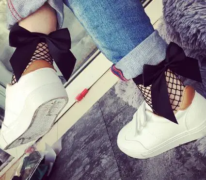 

Fashion Big Bowtie Black Mesh Shoes Decoration For Sneakers/High Heel One Pair Free Shipping
