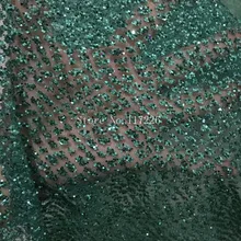 Клееная блестящая африканская Тюлевая кружевная ткань JRB-42932 Горячая африканская французская кружевная ткань с зеленым блеском
