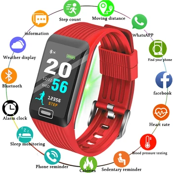 

Men Smart Bracelet Band Women Heart Rate Monitor Blood Pressure Fitness Tracker LED color screen Sport Watch for ios android+BOX