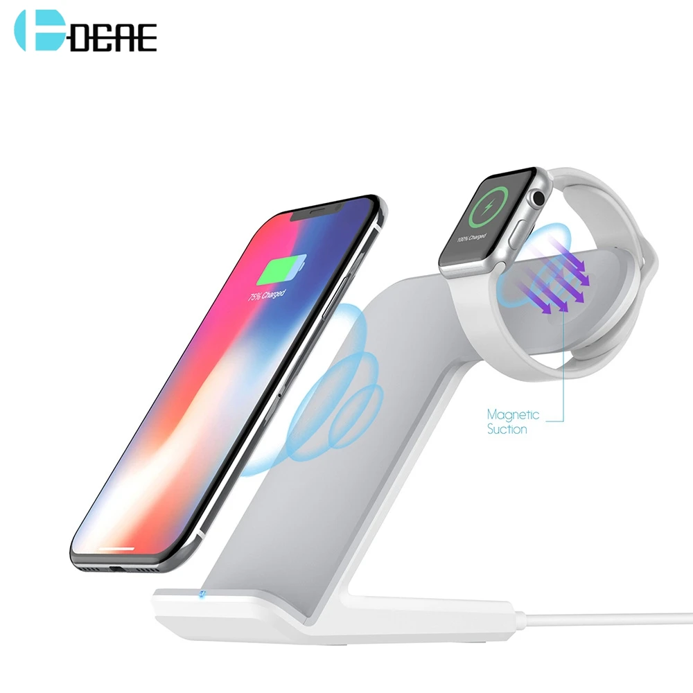 Pаспродажа DCAE 2 в 1 зарядная док станция кронштейн Подставка держатель Qi Беспроводной Зарядное устройство для iPhone 11 XS Max XR X 8 Apple Watch 5 4 3